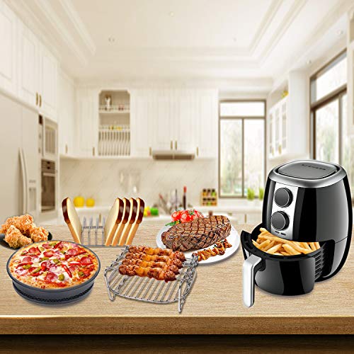 Air Fryer Accessories 8 Inch 10 Pcs for COSORI NIJIA Gowise Phillips Cozyna Airfryer XL 3.8QT-5.8QT, Extra Gift 4PCS Barbecue Needle(Black 10PSC)