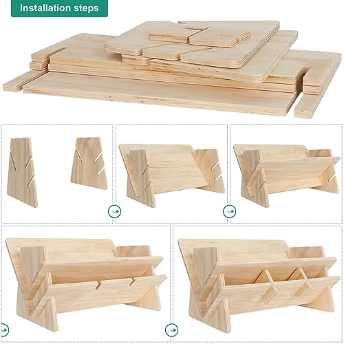 RekRang Desktop Bookshelf Desk Organizer Shelf,Tabletop Tilted Bookcases with Pen Holder,3-in-1 Wood Storage Rack Display Stand Shelf Home Office