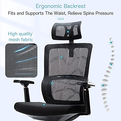 iOCHOW Office Chair Mesh Desk Chair: Breathable High Back Ergonomic Office Chair with Adjustable Headrest and 3D Armrest, 130° Reclining Comforta