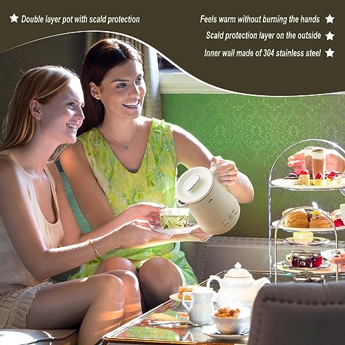 Bear 4-temperature adjustable 0.6 litre electric kettle, 500W mini travel water cooker,tea cooker travel water cooker small,12h/ 30min warming fu