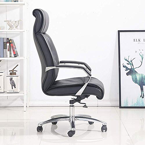 Mu Swivel Office Chair Soft Padded Desk Task Computer Chair Home Office Furniture High Back Office Chair Leather Executive(Color : Black, Size :