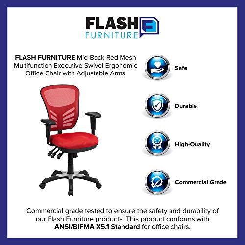 Flash Furniture Office Chair, Metal, Red, 68.58 x 64.77 x 112.4 cm