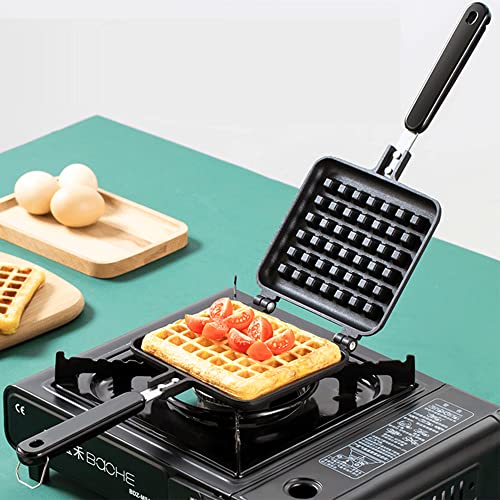 JIAMIAN Waffle Maker, Waffle Baking Pan Bakeware, Stove Top Waffle Iron Plates, Die-Cast Aluminium Waffle Maker, with Non-Stick Interior Coating,