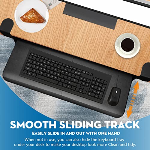 SONMINDRC Keyboard Tray Under Desk,Sturdy C Clamp Mount System,26.3" x 11" Slide-Out Computer Keyboard Drawer,Fits Full Size Keyboard and Mouse,f