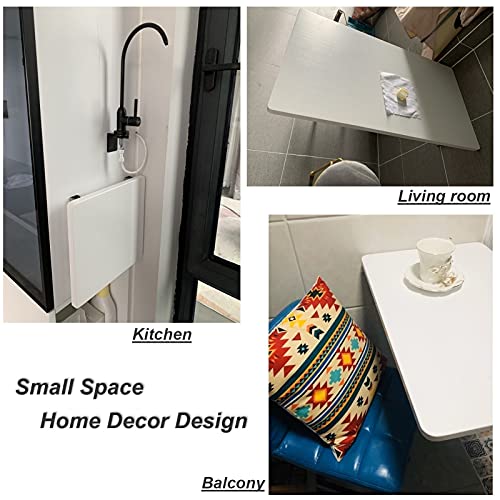 SKOAJAS Wall Table Folding for Kitchen, Breakfast Bar Table, Compact Small Space Dining Table Computer Desk Workstation Wall Mounted Drop Leaf De