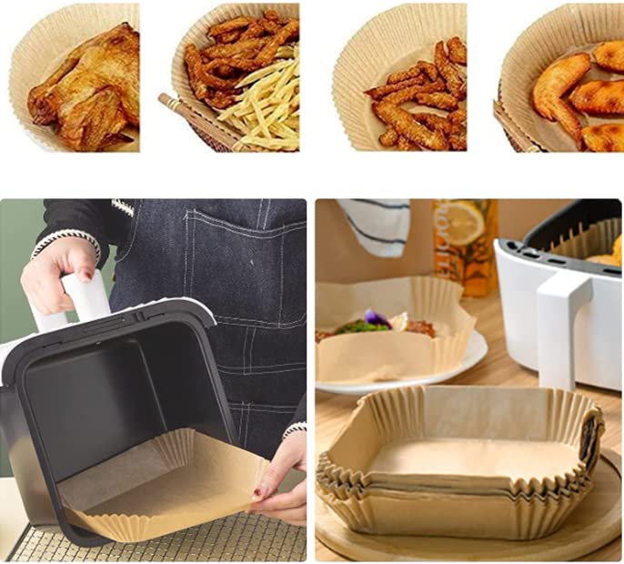 AM Store 1 Disposable Air Fryer Liners, 6.3 inches 50PCS, Parchment Paper for Air Fryer, Square Air Fryer Liners Disposable, Airfryer Liners, Air