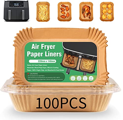 Air Fryer Liners for Ninja Dual, Air Fryer Paper Liners, Air Fryer Liners Disposable Rectangular, Compatible with Ninja AF300UK AF400UK, Instant,