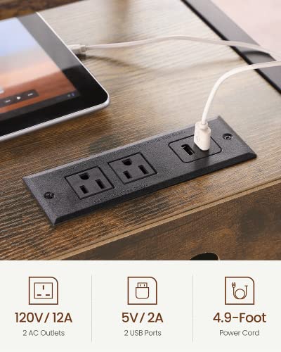 Kavonty Lateral File Cabinet,Office Filing Cabinets with Socket and USB Charging Port,Modern Rolling Printer Stand with Storage for A4, Letter Si