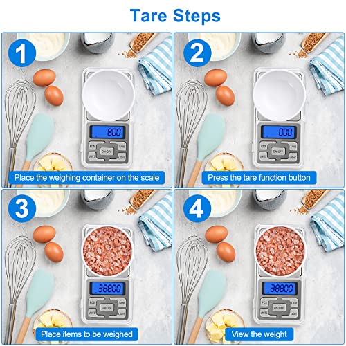 JADUFHU DigitalKitchenScales 0.01g X 500g Mini Kitchen Pocket Precision Gram Weed Scales with Back-Lit LCD Display for Food Jewellery Gold Coffee