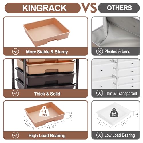 KINGRACK Storage Drawer Cart,Rolling Storage Cart with 8 Drawers,Storage Trolley Cart with Plastic Drawers,Utility Cart with Drawer,Wooden Tablet