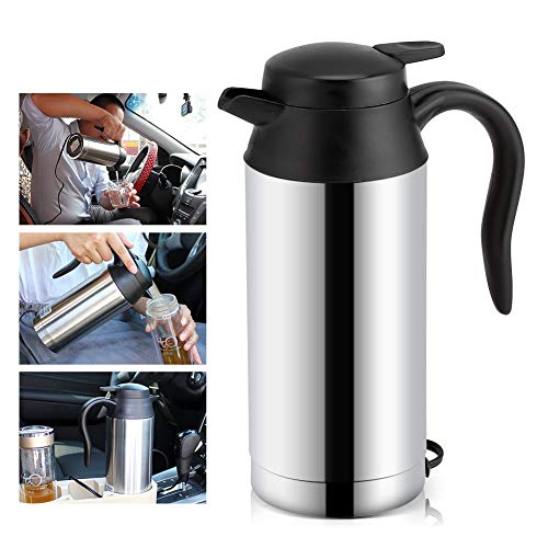 Car Electric Kettle - Portable Stainless Steel Electric Car Kettle Heating Cup Coffee Mug Travel Water Bottle for Tea Coffee Hot Water Drinking 7
