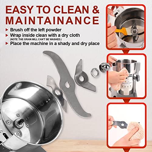 FoundGo 1000G Electric Grain Grinder, Herb Grinder, 25000RPM High Speed Superfine Spice Mill for Rice, Herb, Corn, Nut, Sesame, Pepper, Soybean,