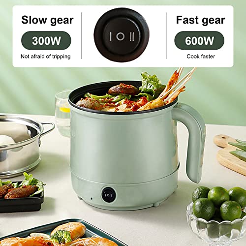 GHIBFBT Electric Hot Pot with Steamer, Non-Stick Multifunctional Electric Skillet for Stir Fry Stew Steam, Portable Mini Cooker for Soup Porridge