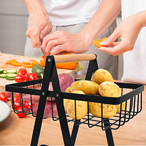2-Tier Fruit Basket,Fruit Bowl Holder Bread Basket Vegetable Rack, Detachable Fruit Holder for Fruit, Vegetables, Snacks in Home, Kitchen Office,