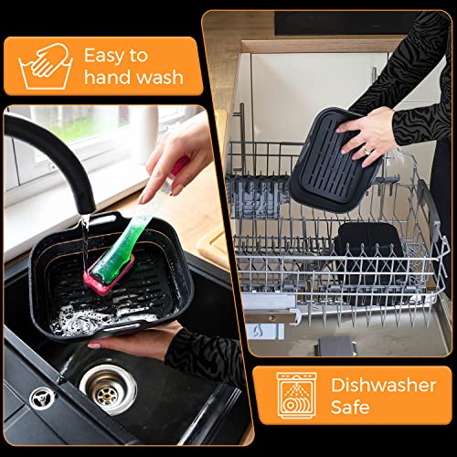 J Sizzle's - 2 x Silicone Air Fryer Liners for Ninja Air Fryer Dual, Air Fryer Silicone Liner for Ninja Air Fryer Accessories, Airfryer Accessori