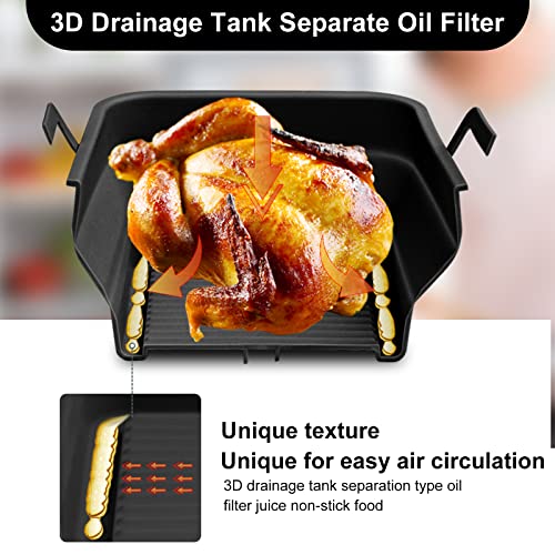 FOHYLOY Foldable Air Fryer Silicone Pot, 2Pcs Reusable Air Fryer Silicone Pot for Ninja Dual Air Fryer, Air Fryer Silicone Liner, Accessories for