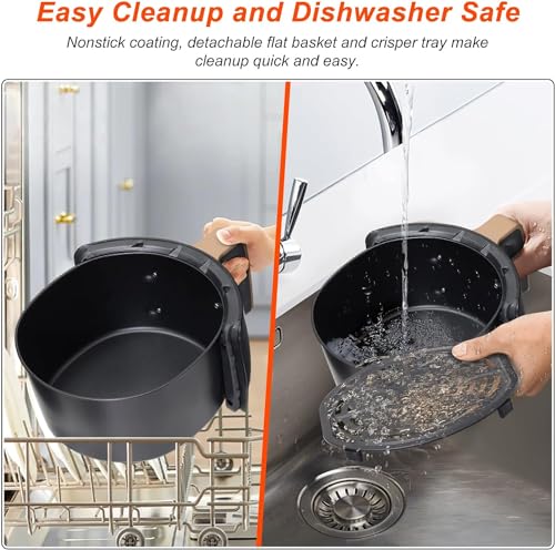 EA ARENA Air Fryer 4.5L, Oil Free Air Fryer Oven with Nonstick Removable Basket, 4Presets, One-Touch Digital Screen, Rapid Air Circulation, Keep