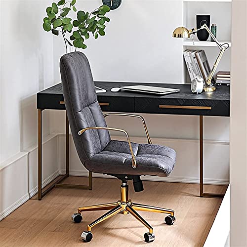 YT.JYUERI Relax Comfortably Safe Office Chair, Leather Desk Chair, Mid Back Computer Chairs Ergonomic Swivel Rolling Chair, Home Office Task Chai