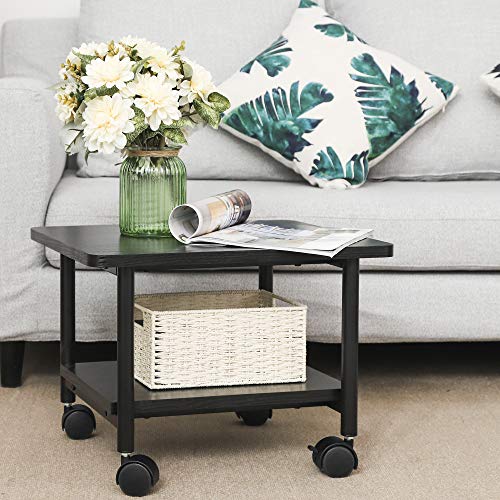 SONGMICS Under Desk Printer Stand and Mobile Machine Cart with Shelf Heavy Duty Storage Rack for Office Home Black UOPS02B
