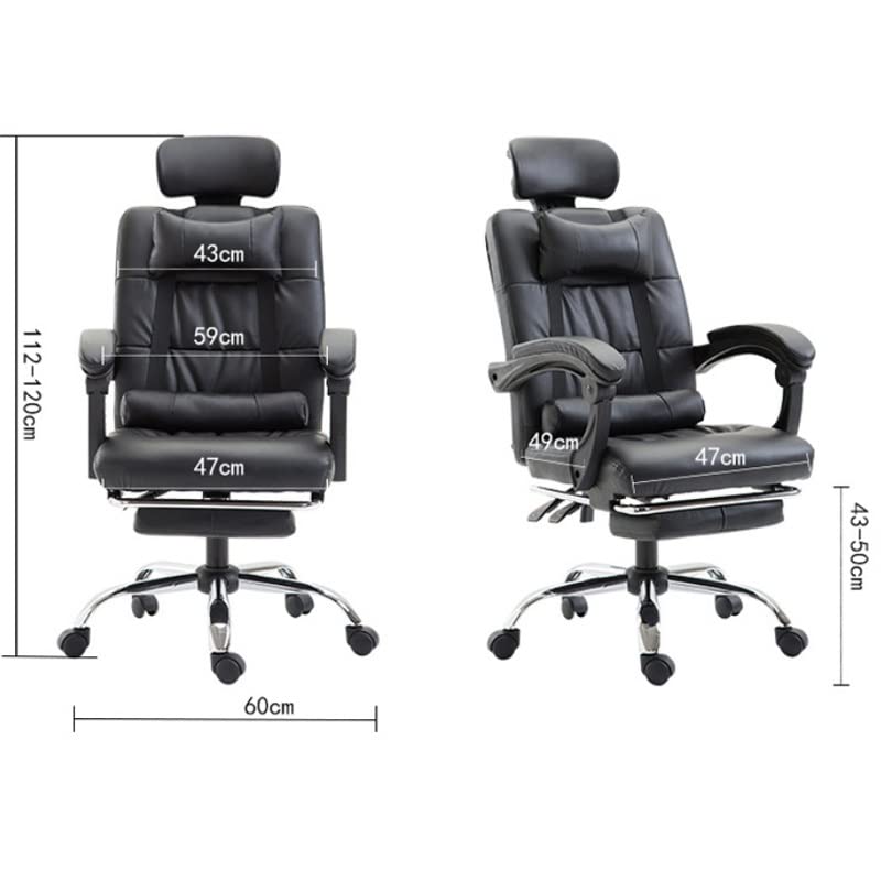 LUKEO Home Office Reclining Lounge Chair Lift Rotary Chair Footstool Executive Chair Lunch Lounge Chair (Color : Argento, Size : Light Grey)