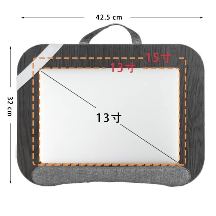 13 Inch Portable Home Office Lap Table Lazy Notebook Lap Table Foam Particle Bed Computer Table Lap Table (Color : Grey)