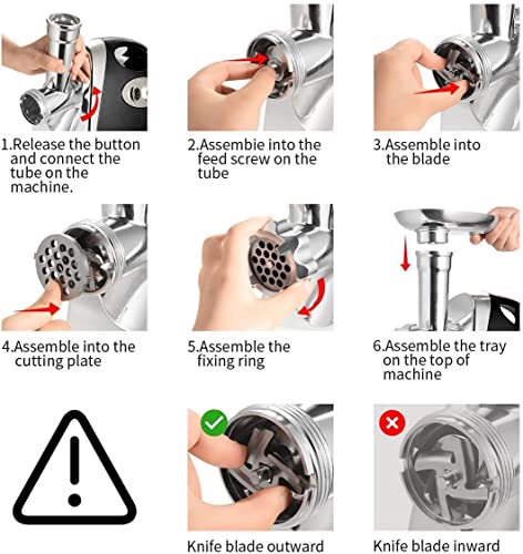 Electric Meat Grinder and Duty Household Sausage Maker Meats Mincer Food Grinding Mincing Machine with Kibbe Attachement – Powerful 2800W Copper