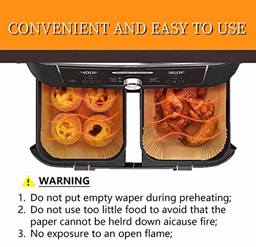 Air Fryer Liners for Ninja Dual, Air Fryer Paper Liners, Air Fryer Liners Disposable Rectangular, Compatible with Ninja AF300UK AF400UK, Instant,