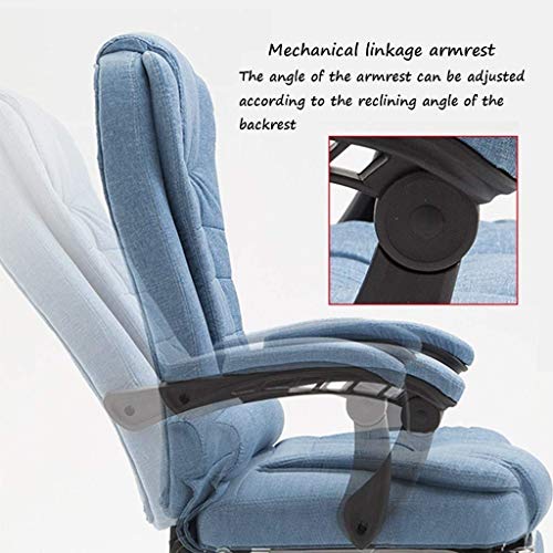Mu Computer Chair,Home Modern Office Chair Reclining Back Boss Chair Leisure Lift Fabric Swivel Chair Loading 200Kg,Blue,53 * 65 * 106Cm
