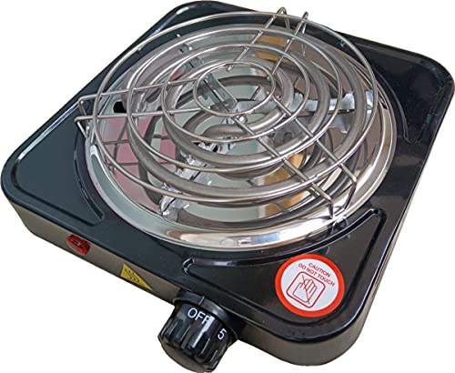 KitaBulb Electric Charcoal Burner 1000W Black Hot Plate for Coconut Coal Coffee/Tea/Milk- include Grid and Tongs