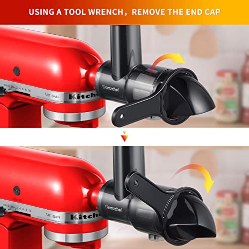 Cold Press Juicers Attachment for Kitchenaid Stand Mixers, AMZCHEF Masticating Slow Juicer Accessories for Kitchen Aid Mixers, Slow Juicer Replac
