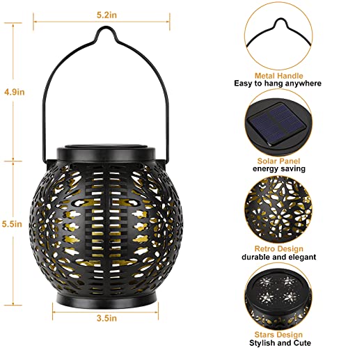 2 Pack Solar Lanterns for The Garden - Outdoor Hanging Garden Solar Lights, IP54 Waterproof, Long Working Time, Vintage Garden