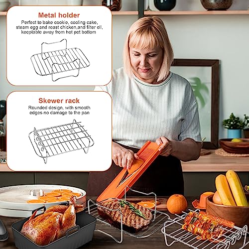 Air Fryer Accessories, 14 PCS Ninja Air Fryer Accessories Set for Ninjas AF300UK AF400UK - Ninja Air Fryer Silicone Liner, Air Fryer Rack, Oil Br
