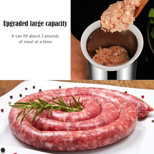 GENCAM Stainless Steel Sausage Filler, Manual Sausage Machine with 4 Sausage Filling Funnels, Sausage Filling Machine for Family Dinners, Restaur