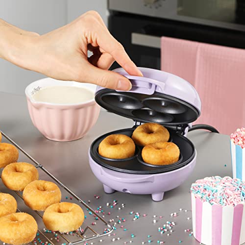 Giles & Posner EK4698GSPP Doughnut Maker - Easy Clean & Non-Stick Plates, Make 3 Mini Donuts, Create Vegan, Breakfast, & Ice Cream Doughnuts For