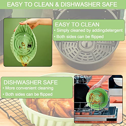 Air Fryer Silicone Pan, Silicone Air Fryer Liner 7.5 inch Air Fryer Silicone Basket Reusable Silicone Air Fryer Liner Oven Resistant Non Stick Ma