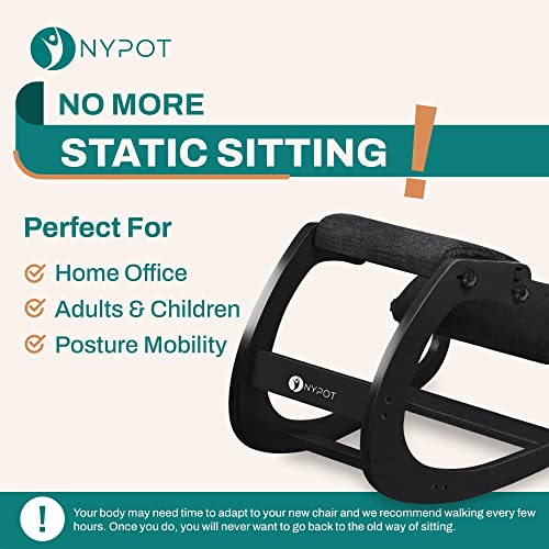NYPOT Ergonomic Kneeling Chair - Adjustable Rocking Knee Chair Posture Chair - Wooden Office Chair for Back Pain Relief - Kneeling Stool and Angl