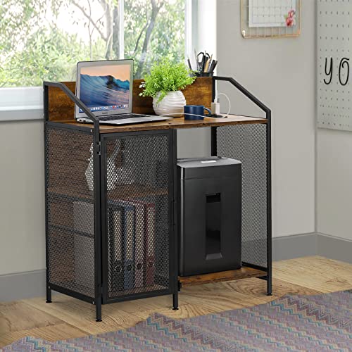 MOOACE File Cabinet with Charging Station and Paper Shredder Stand, 3 Tier Printer Stand Office Storage Lateral Filing Cabinet with Open Storage