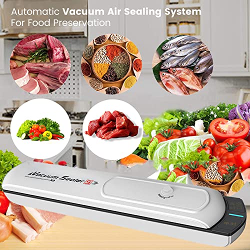 Food Vacuum Sealer, Portable Food Saver Vacuum Sealer Machine Sealing System with 10pcs Vacuum Sealer Bags for Sous Vide Cooking, Dry Moist Food