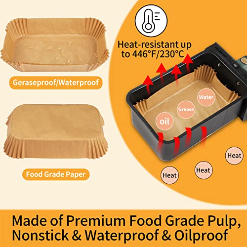 Air Fryer Disposable Paper Liner, 100Pcs Air Fryer Liners, Air Fryer Accessories Food Grade Parchment Paper Oil-Proof, Water-Proof, Baking Paper