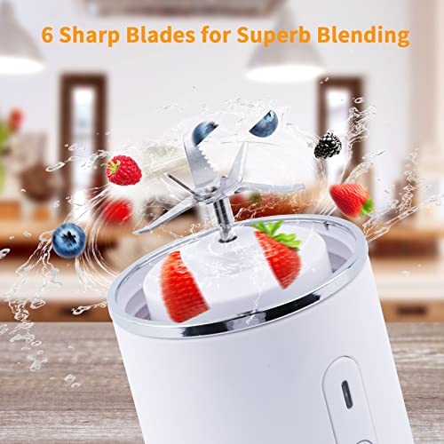 Fresh Juice Blender Bottle, Portable Blender Smoothie Maker with 6 Blades, 450ml Electric Mini Blender Portable Blender Bottle USB Rechargeable,