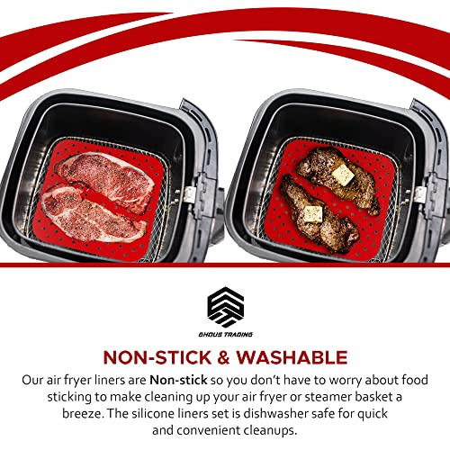 Ghous Trading Limited | Air Fryer Silicon Liner, Reusable Heat Resistant Tray, BPA Free Perforated Mats, Non-Stick Air Fryer Accessory for cookin