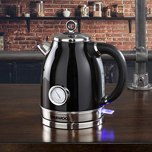 Daewoo SDA1775 Kingsbury Stainless Steel Kettle | Ideal for Any Home Kitchen | 1.7L Capacity | Automatic & Manual Shut Off | Indicator Light | Bo