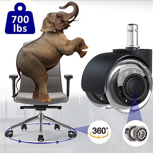 Office Chair Wheels,2 Inch Replacement for Hardwood and Carpet Floors, Heavy Duty Quiet Computer Desk Chair Casters, Universal Caster Wheels Size