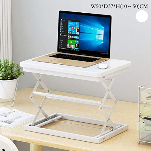 JJDNZ Compact & Solid Aluminum Standing Desk, Desktop Platform Height Adjustable w/Smooth Air Assist, Instant Sit Stand Converter & Dual Monitor