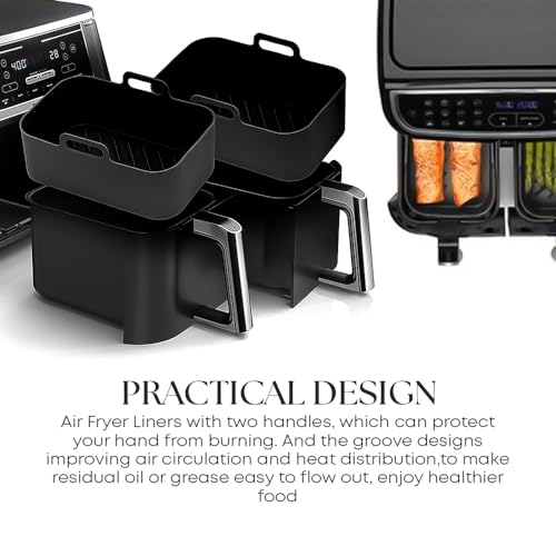 Air Fryer Liners Silicone for Ninja Set of 2 Double Silicone Pot Ninja AF400UK AF300UK Air Fryer Reusable Dishwasher Safe Ideal for Oven & Microw