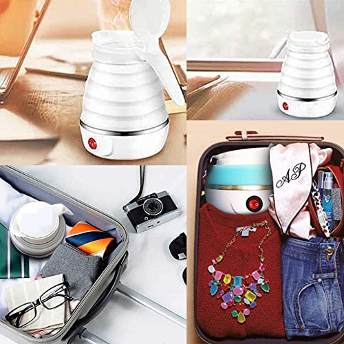 Foldable Electric Kettle, Portable Travel Kettle 0.6L Food Grade Silicone Electric Kettle for Camping Travel and Bedroom