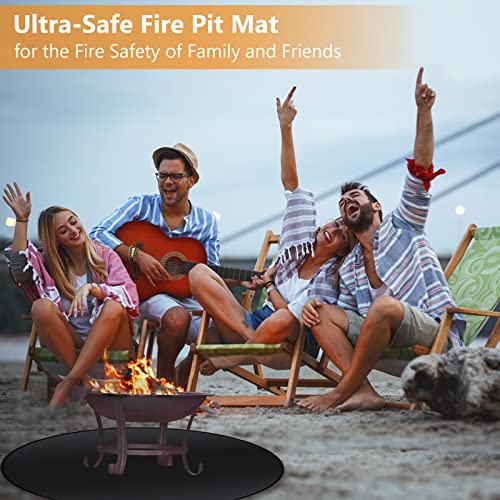39" Fire Pit Mat for Decking , 3-Layer Thickened Under Grill Mat, Fireproof Mat for Under Fire Pit, Round Heatproof Mat, Camping Deck Patios Prot