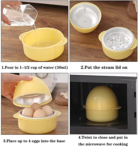 Microwave Egg Boiler,Portable Egg Cooker for Microwave,Cute Compact Design Quick Egg Boiler 4 Eggs Capacity,Kitchen Egg Boilers for Hard Soft Boi