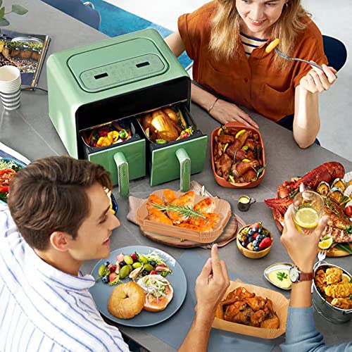 Air Fryer Liners for Ninja Air Fryer Dual-100pcs Disposable Ninja Dual Foodi Air Fryer Accessories Rectangle Paper Liners Baking Dual Air Fryer P