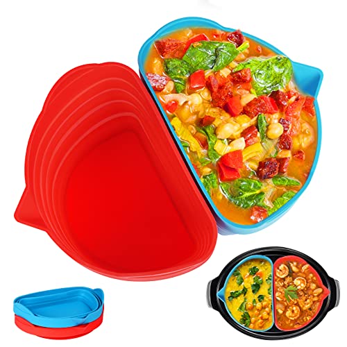 Slow Cooker Liner Silicone, 2pcs Food-Grade Silicone Slow Cooker Divider Liners Reusable Slow Cooker Accessories Fit 6-8 Quarts Crockpot, Leakpro
